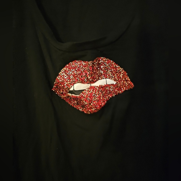 G by Guess Womens Sequin Lips T-shirt L T-shirt Preowned - Picture 2 of 8